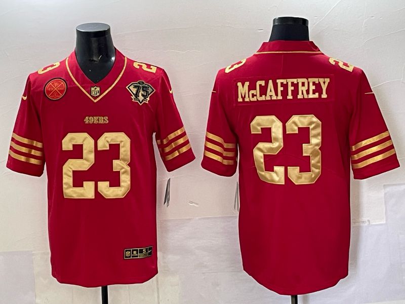Men San Francisco 49ers #23 Mccafrey Red 75th Nike Limited NFL 2025 Jersey style 07